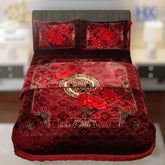 4pcs Embossed Bed Cover Set Double Bed-Maroon-1627